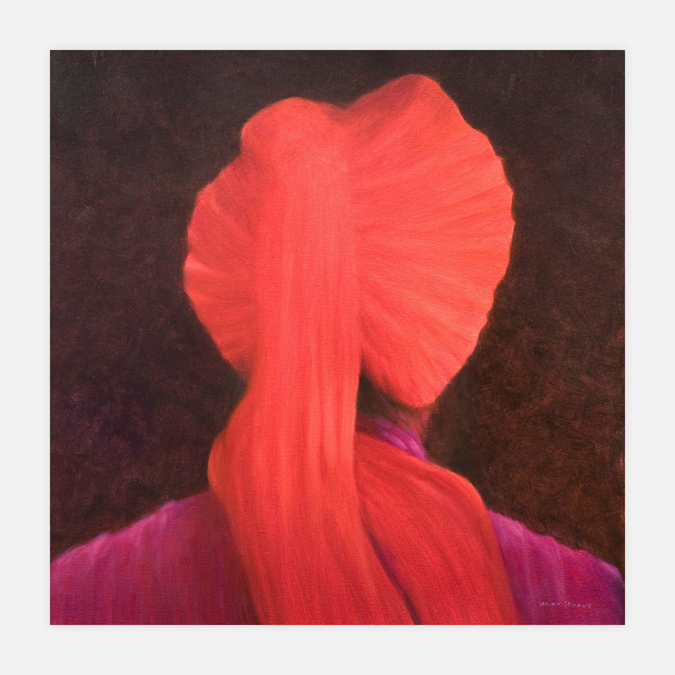 Red turban in shadow