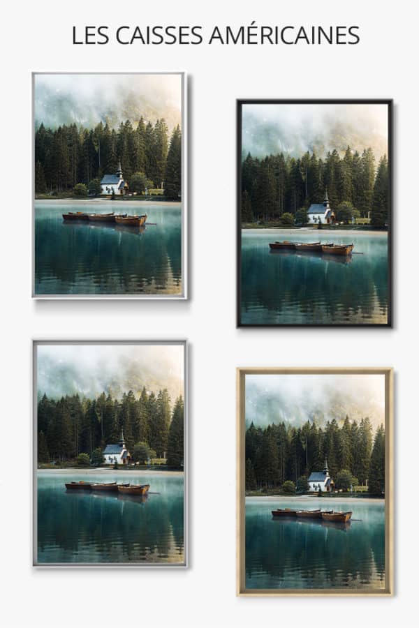 cadre photo lac de braies caisse americaine